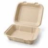 Open molded fiber clamshell food container
